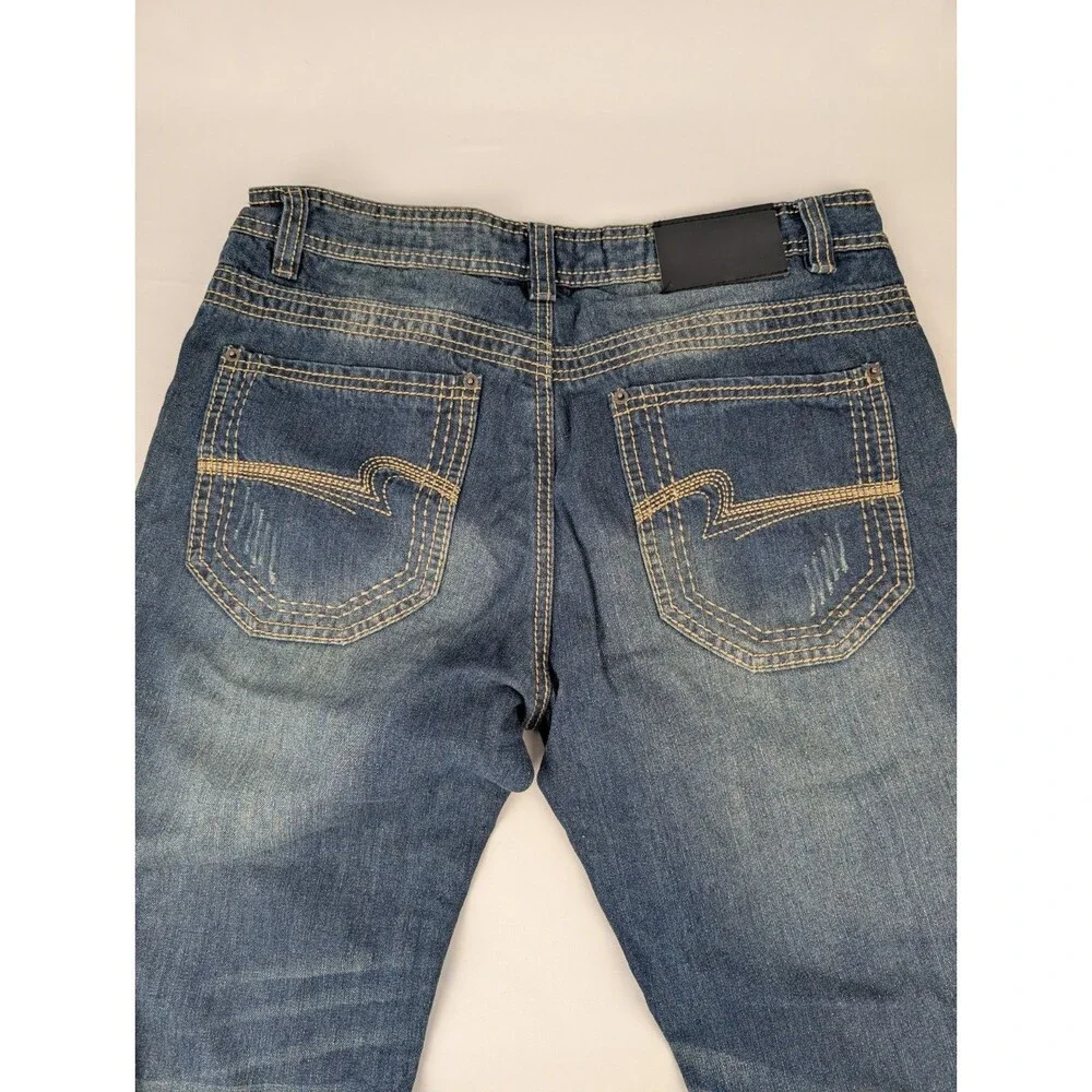 Men's 34x32 Buckle Black Jeans Bootcut Dark Wash Stretch Premium Denim Pants